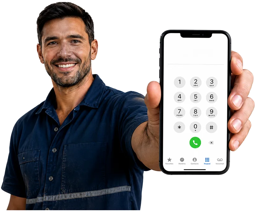 Plumber on the phone taking a Maraylya callout