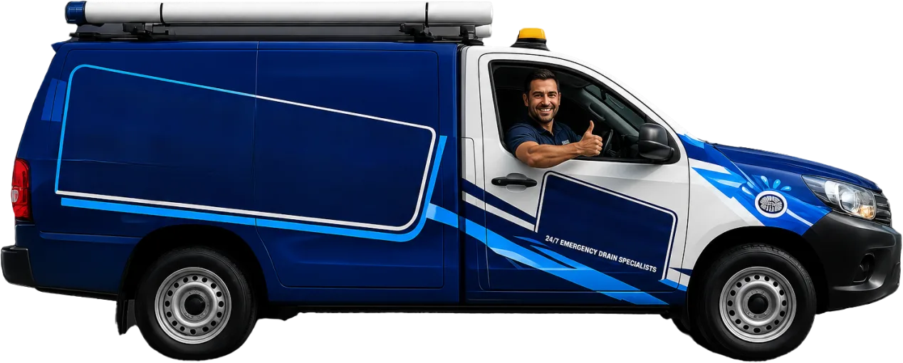 Our drain service van out on a Maraylya job