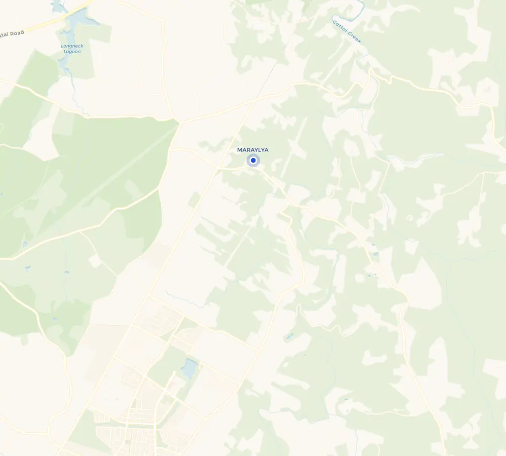 Map of the Maraylya service area and the surrounding Hills District, showing Maraylya and the nearby streets we cover.