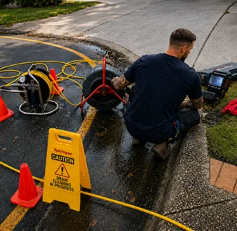 Repairing a burst drain pipe at a Maraylya home